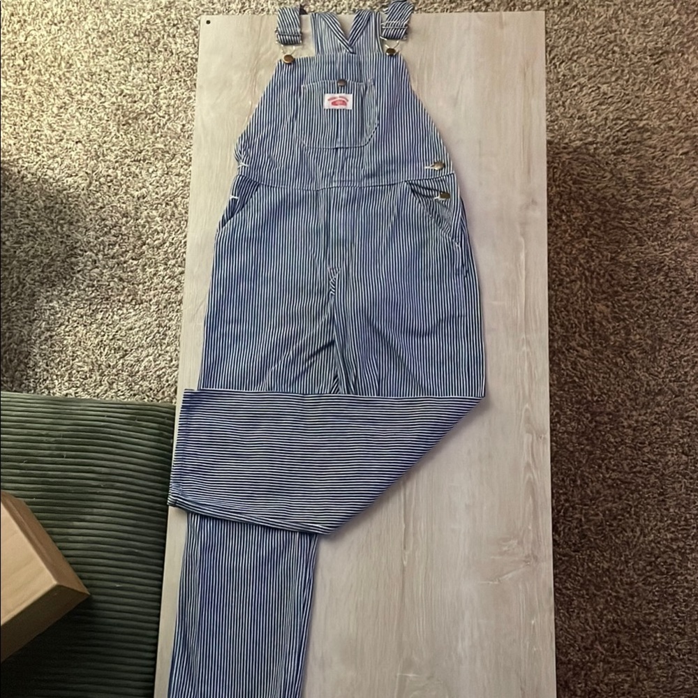 Blue Denim Overalls with Bib Front and Relaxed Fit